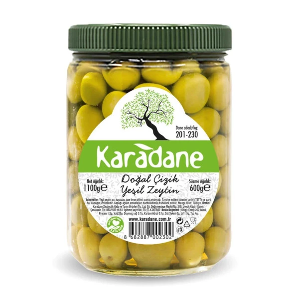 Karadane Çizik Yeşil Zeytin XL 201-230 Kalibre 600 g ℮ ürün görseli 1