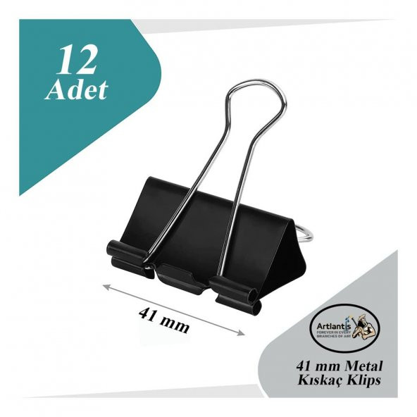 Çelik Kıskaç Klips 41 mm 12 Adet 1 Paket Metal Mandal Binder Clips Kıska 180 Sayfa Kapasiteli Çok Amaçlı Kullanım ürün görseli 1