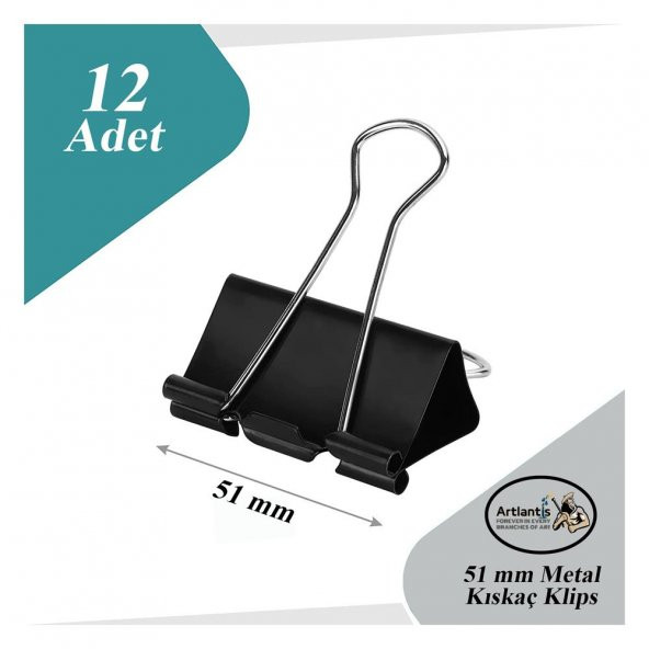 Çelik Kıskaç Klips 51 mm 12 Adet 1 Paket Metal Mandal Binder Clips Kıska 240 Sayfa Kapasiteli Çok Amaçlı Kullanım ürün görseli 1