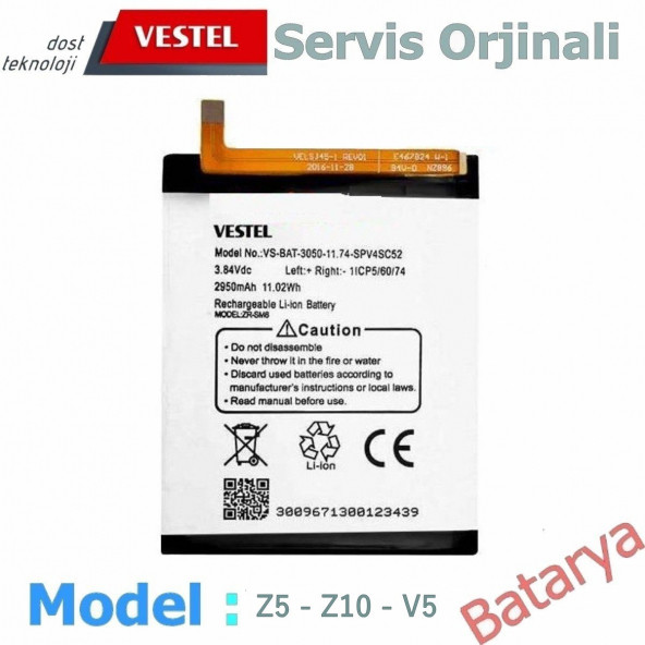 Vestel Venüs Z10 Batarya Vestel Venüs Z5  Vestel Venüz V5 Uyumlu Yedek Batarya ürün görseli 1