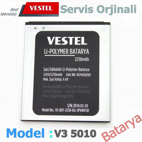Vestel Venüs V3 5010 Batarya Venüs V3 5010 Uyumlu Yedek Batarya ürün görseli 1