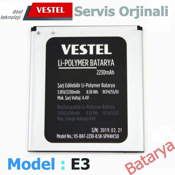 Vestel Venüs E3 Batarya E3 Uyumlu Yedek Batarya ürün görseli 1
