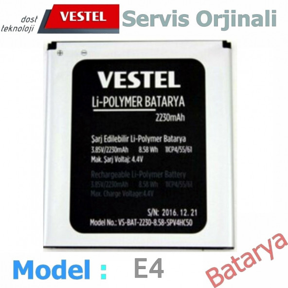 Vestel Venüs E4 Batarya E4 Uyumlu Yedek Batarya ürün görseli 1