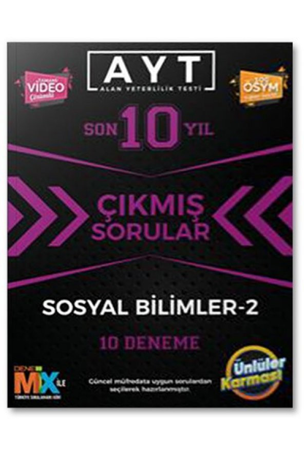 AYT Sosyal Bilimler-2 Çıkmış Sorular Tıpkı Basım 10 Deneme Ünlüler Karması ürün görseli 1