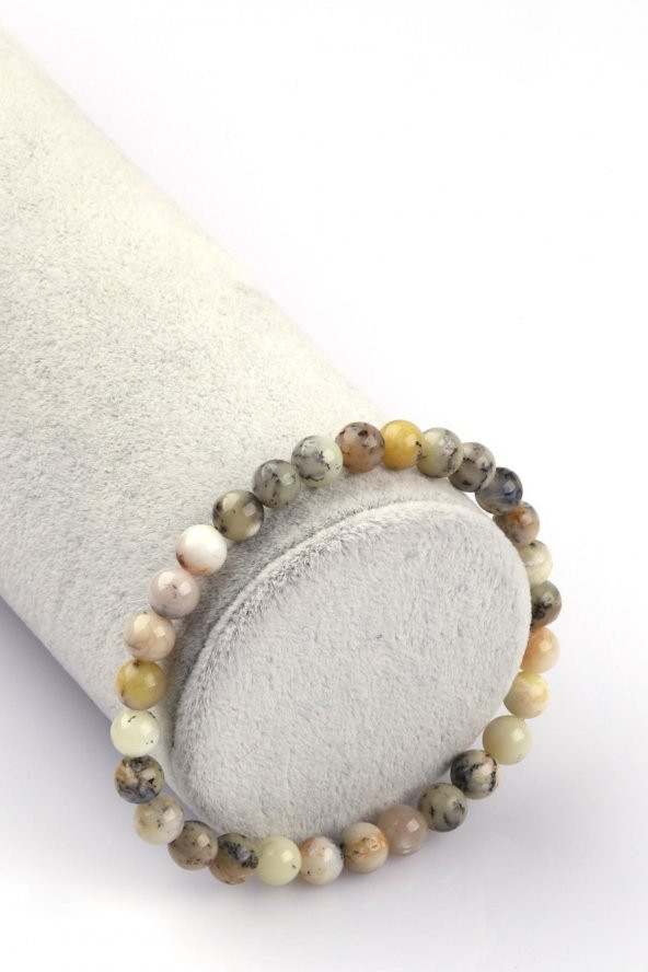 Merlinite Opal Doğal Taş Bileklik 6mm Küre Kesim ürün görseli 1