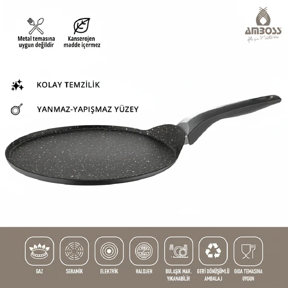 Amboss Mocca Granit Kaplama Krep Tavası 26 cm - Resim 3