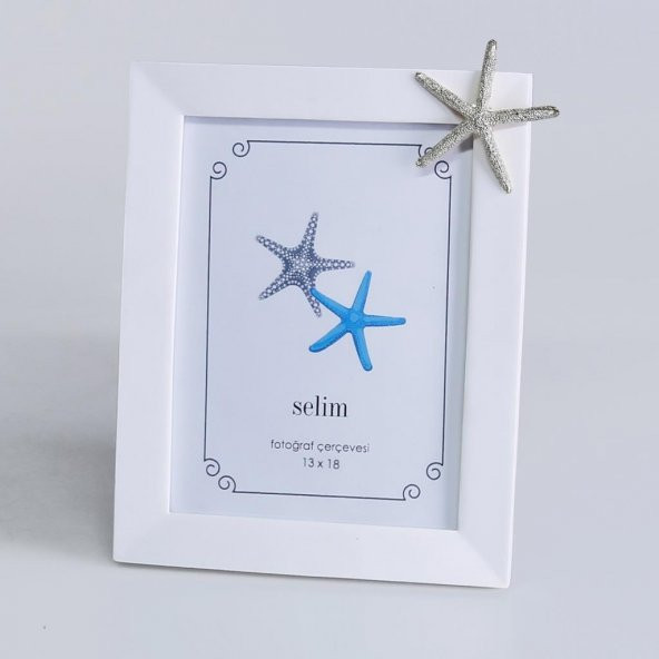 Selim Dekor 13x18 Deniz Yıldızı Çerçeve Beyaz Gümüş ürün görseli 1