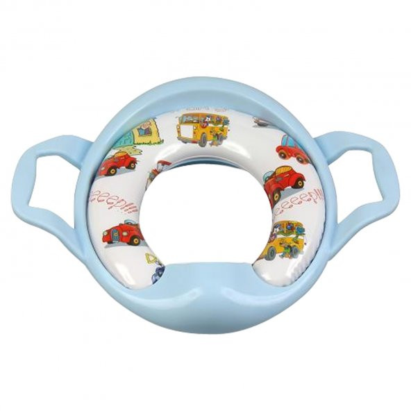 Softy Sünger Dolgulu Bebek Klozet Oturağı Mavi Araba Desenli ürün görseli 1
