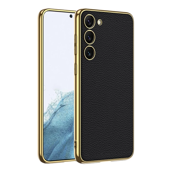 Galaxy S23 Plus Kılıf Deri Görünümlü Kenarları Elektroplating Kaplama Zore Fizyon Kılıf ürün görseli 1