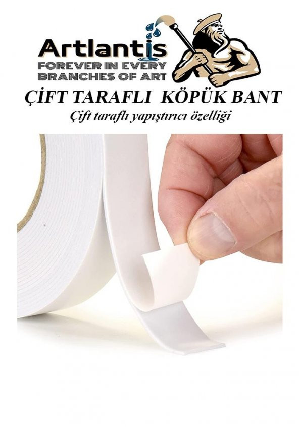 Çift Taraflı Bant Köpük Bant 19mm x 2mt 1 Adet Çerçeve Tablo Halı Yapıştırma Bandı İç Ve Dış Mekan Süper Güçlü Köpük Bant ürün görseli 1