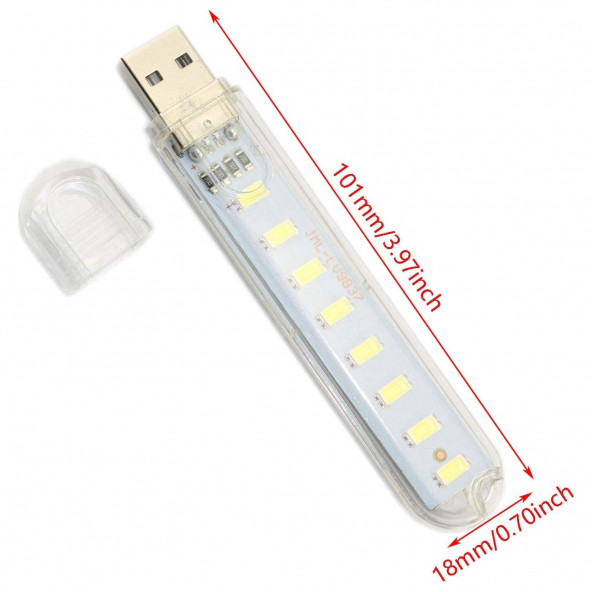 8 Led Beyaz Renk Taşınabilir Mini Usb Led Lamba A82 - Resim 3