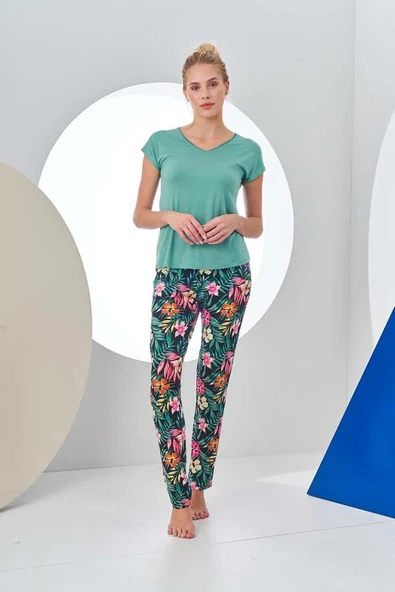 Pjs 24160 Kadın Desenli Pijama Takım ürün görseli 1