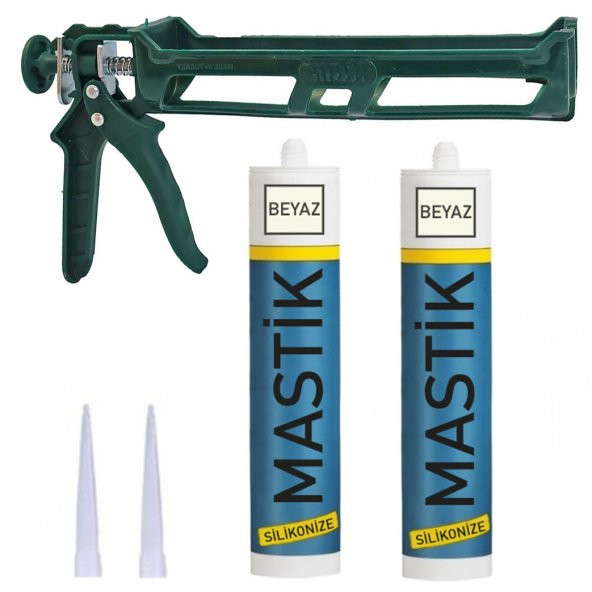 Aletçantam Çekomastik Seti -2 Adet Beyaz Silikonize Mastik + Silikon Tabancası ürün görseli 1