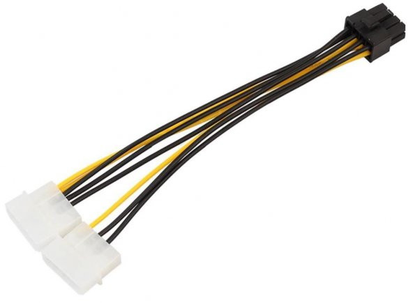 PrimeX PX-4260 2xMolex to 8 PİN Ekran Kartı Güç Kablosu Çevirici, 4pin to 8pin Ekran Kartı Güç Kablosu ürün görseli 1