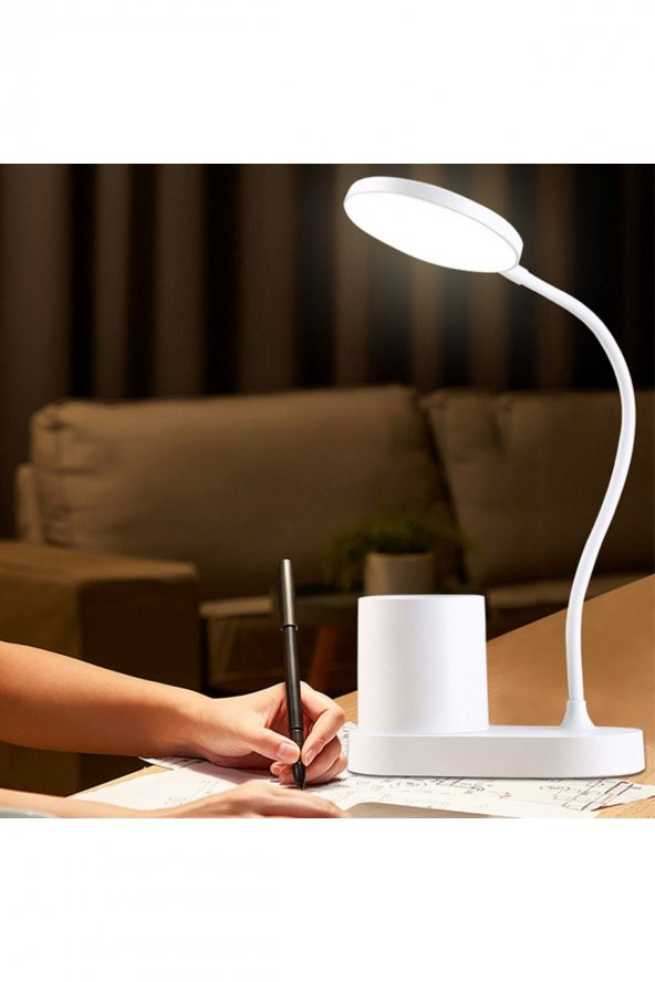 Led Masa Okuma Lambası Şarjlı Kalemlikli - Resim 3