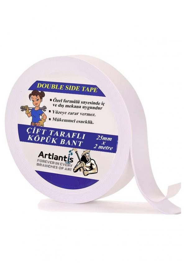 Çift Taraflı Bant Köpük Bant 25mm x 2mt 1 Adet Çerçeve Tablo Halı Yapıştırma Bandı İç Ve Dış Mekan Süper Güçlü Köpük Bant ürün görseli 1