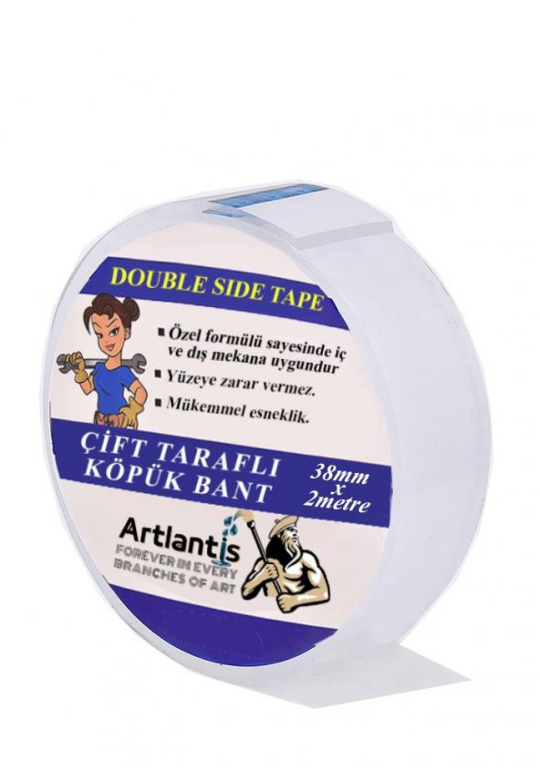 Çift Taraflı Bant Köpük Bant 38mm x 2mt 1 Adet Çerçeve Tablo Halı Yapıştırma Bandı İç Ve Dış Mekan Süper Güçlü Köpük Bant ürün görseli 1