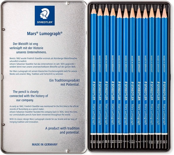 Staedtler Mars Lumograph 12'li Dereceli Kalem Seti (4H-6B) / 100 G12 ürün görseli 1
