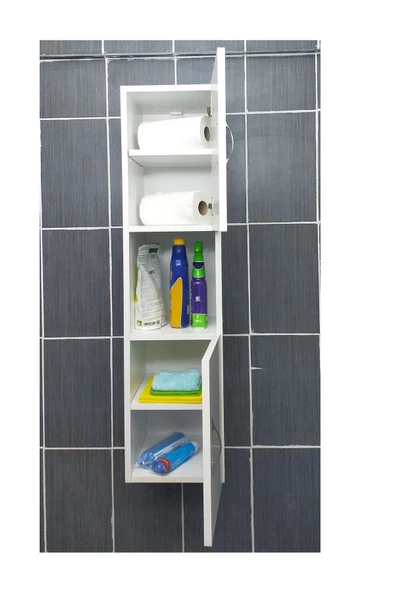 IRMAK DÜNYASI 2 Kapaklı Bölmeli Banyo Asma Boy Dolabı 2 Kapılı Çok Amaçlı Duvara Monteli Dolap ürün görseli 1
