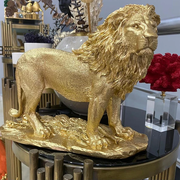 Aslan Figürü Biblo Gold Renkli - Resim 3