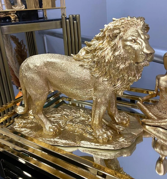 Aslan Figürü Biblo Gold Renkli ürün görseli 1