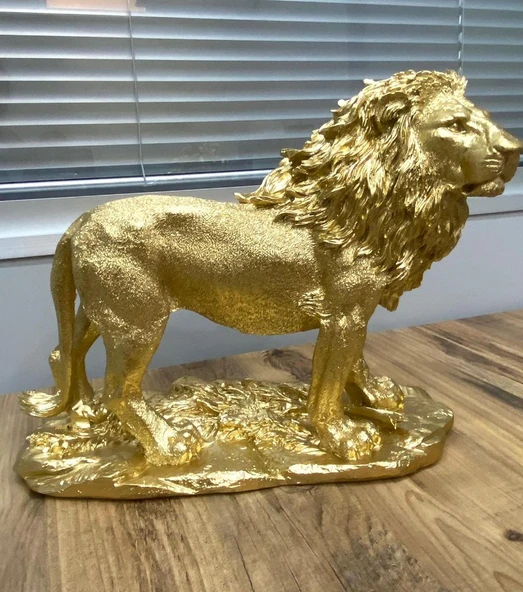 Aslan Figürü Biblo Gold Renkli - Resim 2