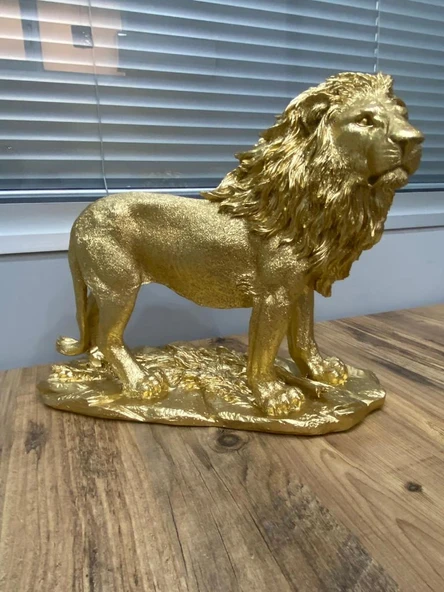 Aslan Figürü Biblo Gold Renkli - Resim 4