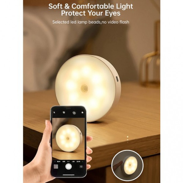 Kablosuz LED Cabinet Şarjlı Sensörlü Gece LED Lambası Sarı Beyaz B79 ürün görseli 1