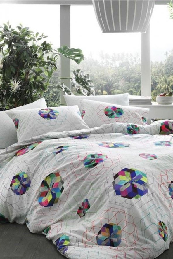 Rainbow Mavi Bambu Çift Kişilik Nevresim Takımı ürün görseli 1