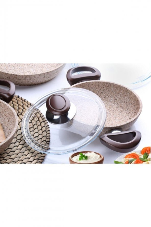 Falez  Creamy Granit 6 Parça Sahan Seti Krem - Resim 3