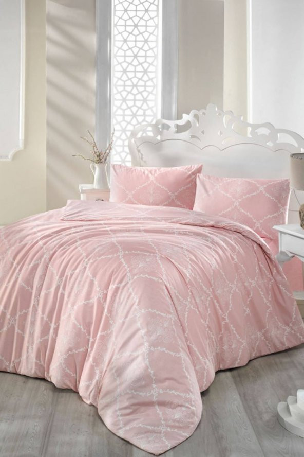 Ranforce Tek Kişilik Nevresim Takımı Lamina Pembe ürün görseli 1