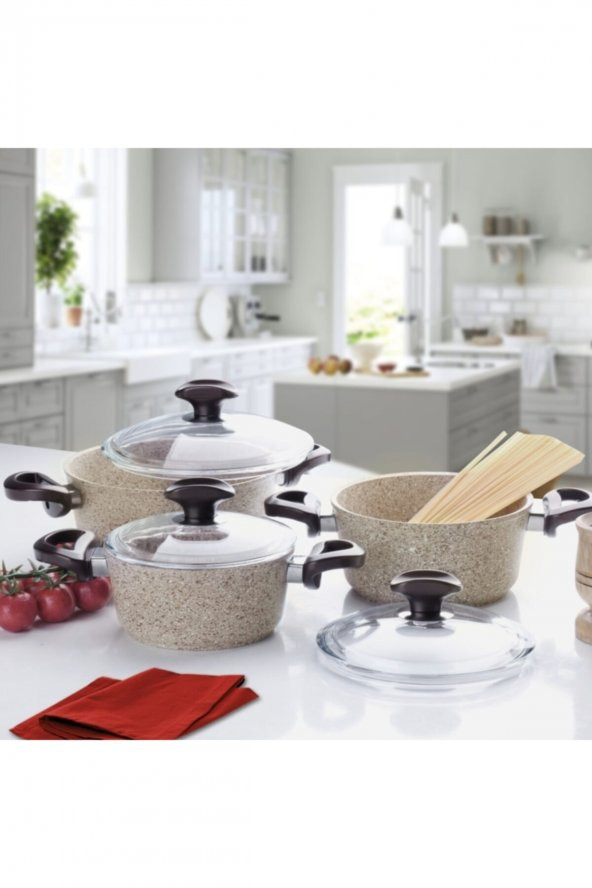 Milkbrown Granit 6 Parça Mini Tencere Seti ürün görseli 1