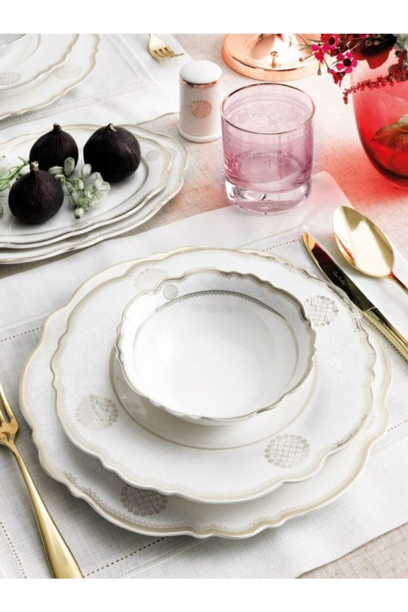 Pierre Cardin  Arlene Gold Desenli 60 Parça 12 Kişilik Yemek Takımı ürün görseli 1
