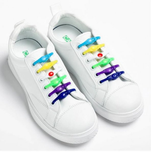 12 adet Yeşil Elastik Ayakkabı Silikon Bağcık Bağcığı İpi Spor Sneakers Ayakkabı Bağcığı ürün görseli 1
