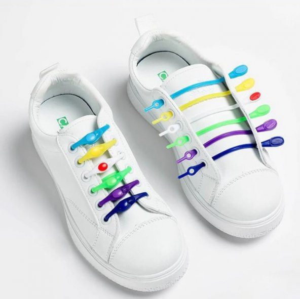 12 adet Sarı Elastik Ayakkabı Silikon Bağcık Bağcığı İpi Spor Sneakers Ayakkabı Bağcığı ürün görseli 1