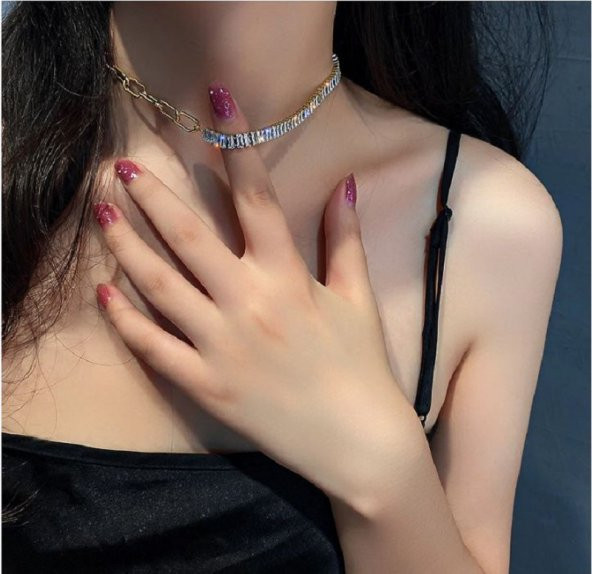 Zirkon Kristal Gerdanlık Kolye Geometrik Rhinestone Kolye Düğün Parti Takı Hediye ürün görseli 1