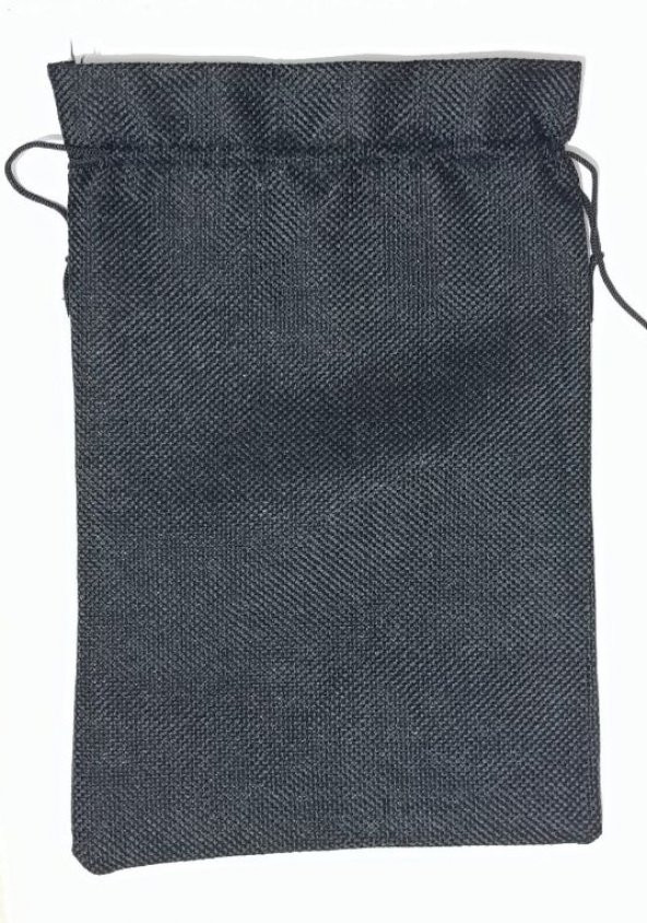 26x17,5 cm Siyah Hasır Kese Çanta Torba Hediyelik Kese Keten ürün görseli 1
