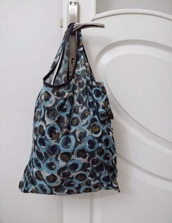2 Adet Yeni Anahtarlık Katlanan Katlanabilir Market Pazar Piknik Plaj Bez Çantası 39 cm x 60cm ürün görseli 1
