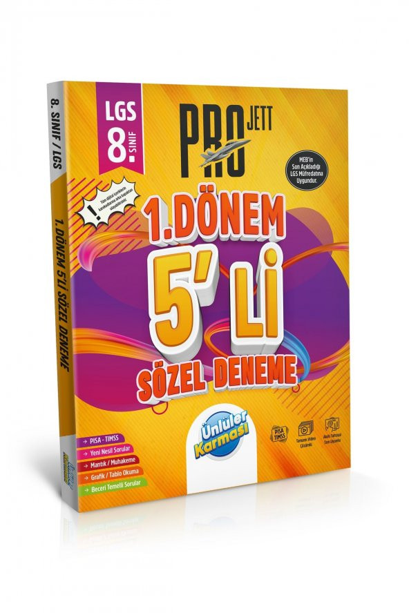 Lgs 8.sınıf Projett 1.dönem 5li Sözel Deneme 2023 Mart Baskı Ünlüler Yayınları ürün görseli 1