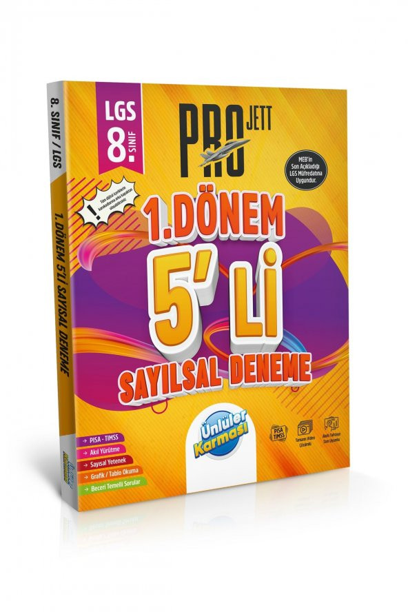 Lgs 8.sınıf Projett 1.dönem 5li Sayısal Deneme 2023 Mart Baskı Ünlüler Yayınları ürün görseli 1