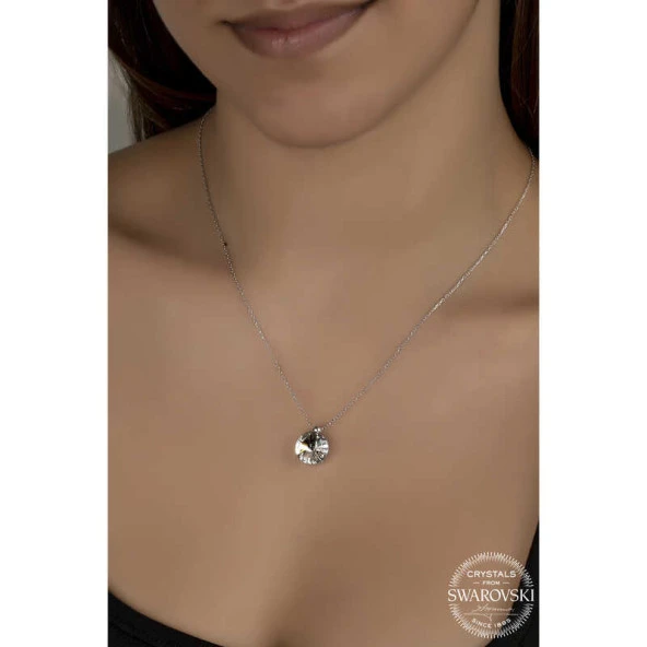 Swarovski Crystal Taşlı Tektaş Gümüş Kadın Kolye ürün görseli 1