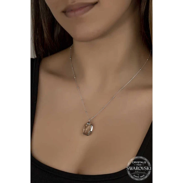 Swarovski Crystal Taşlı Top Zincir Baget Gümüş Kadın Kolye ürün görseli 1