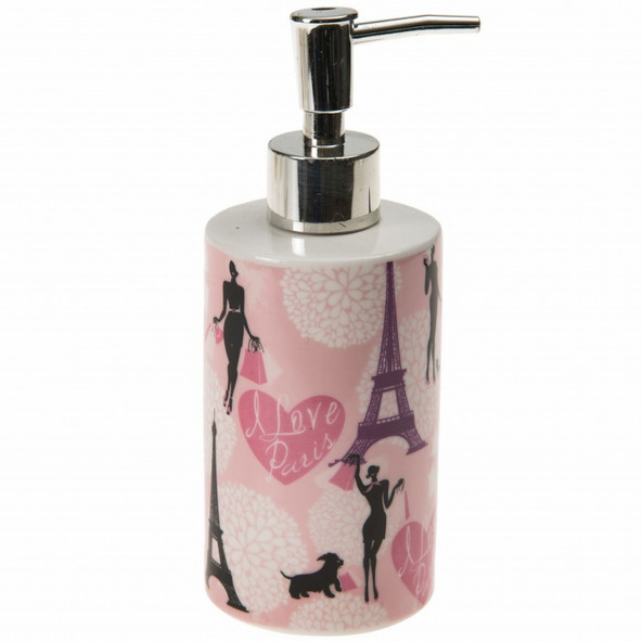 LY-J104A SERAMİK SIVI SABUNLUK KIZLI PARİS DESENLİ 7X7X18CM 320ML ürün görseli 1