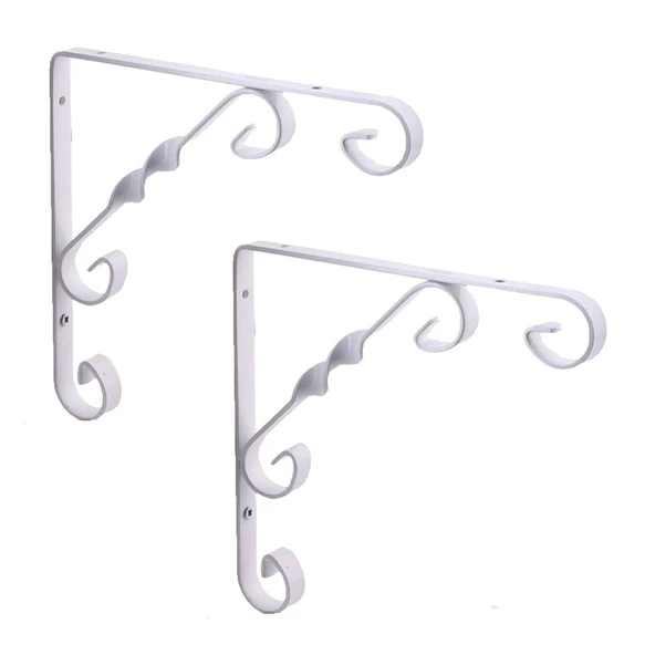 2 Adet Burgulu 20 x 20 cm Dekoratif Raf Altı Ayağı Konsol Beyaz ürün görseli 1