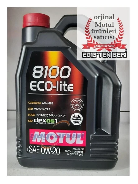 MOTUL 8100 ECO-LİTE 0W20 5 L GM DEXOS1 GEN 3 ONAYLI ürün görseli 1