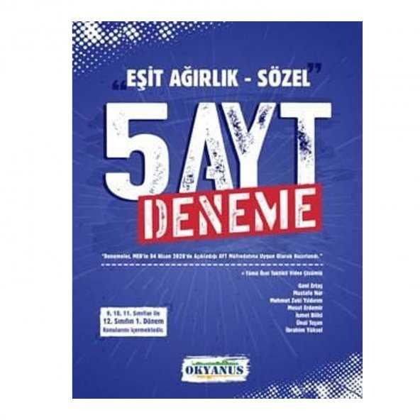 Okyanus 2023 YKS AYT Sözel ve Eşit Ağırlık 5 Deneme ürün görseli 1