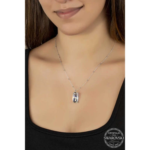 Swarovski Crystal Taşlı Top Zincir Baget Gümüş Kadın Kolye ürün görseli 1
