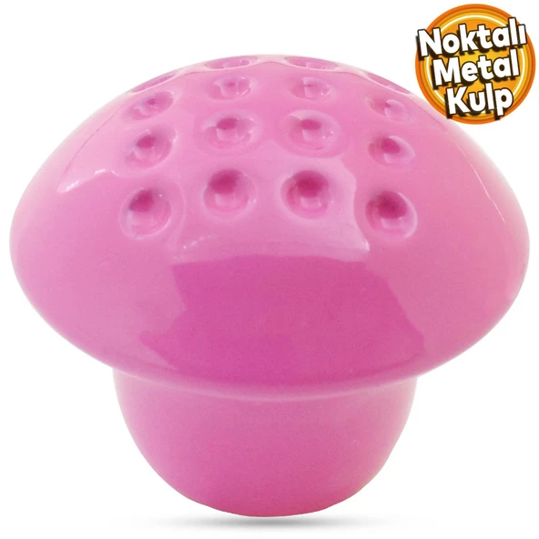 Noktalı Mantar Düğme Kulp Çekmece Bebek Çocuk Genç Odası Dolap Kapak Kulpu Kulbu Pembe Metal Kulp ürün görseli 1