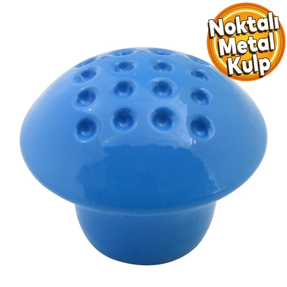 Noktalı Mantar Düğme Kulp Çekmece Bebek Çocuk Genç Odası Dolap Kapak Kulpu Kulbu Mavi Metal Kulp ürün görseli 1