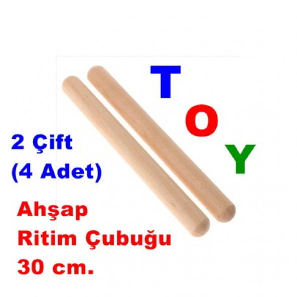 Ahşap Ritim Çubuğu 30 cm. 2 Çift (4 ADET) ürün görseli 1